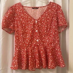 Red SHEIN Peplum Top